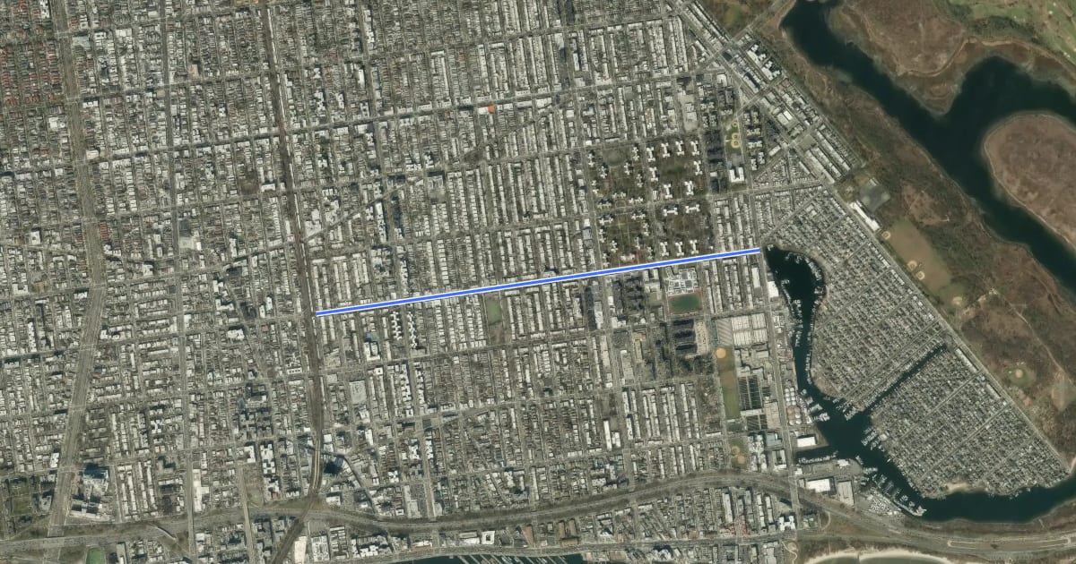 Маршрут Avenue X на спутниковом снимке