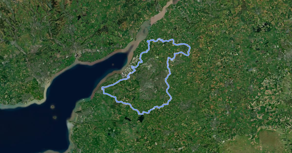 Маршрут Avon Cycleway на спутниковом снимке
