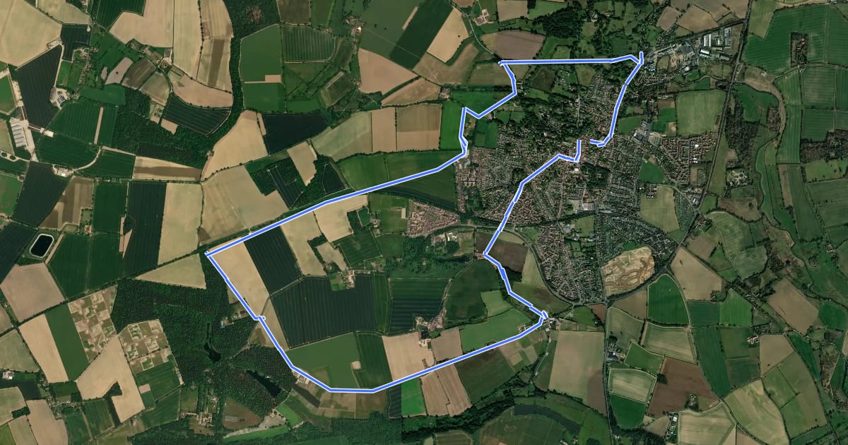 Маршрут Aylsham Town Circular на спутниковом снимке