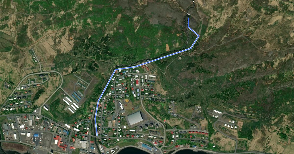 Маршрут Búðarágil на спутниковом снимке
