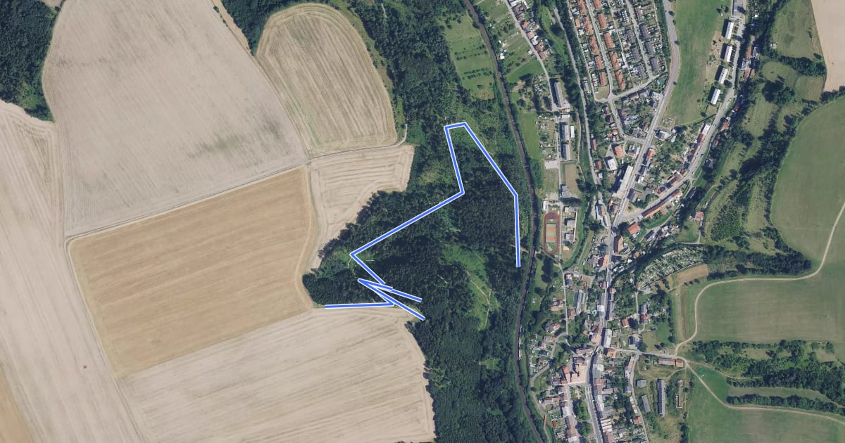 Маршрут Březovský trail - modrý на спутниковом снимке