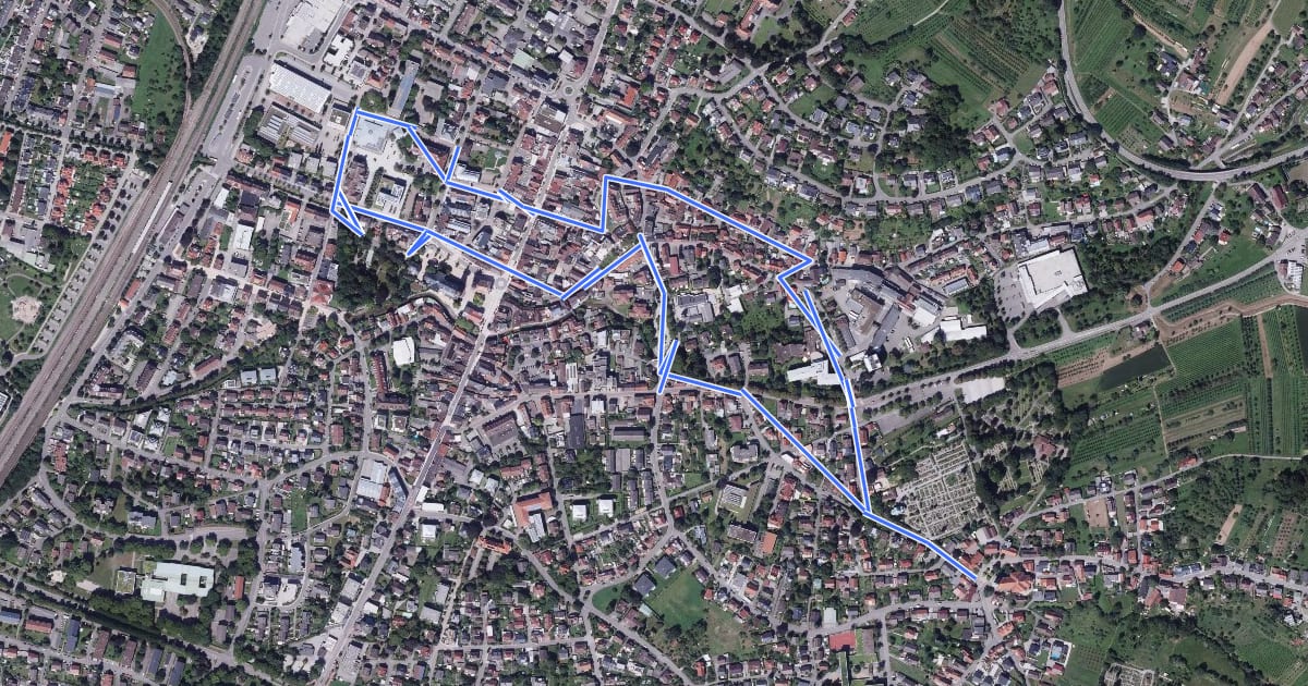 Маршрут Bühler Kolpingweg на спутниковом снимке
