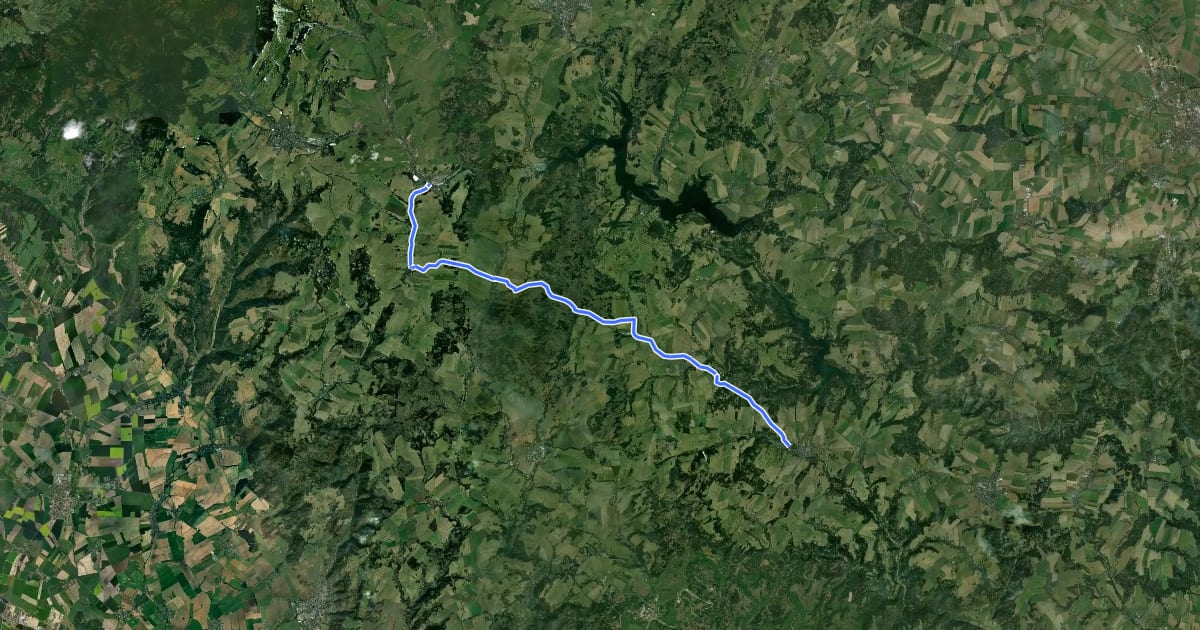 Маршрут Břidličná, napojení na 6142 - Budišov nad Budišovkou, napojení na 6144 на спутниковом снимке