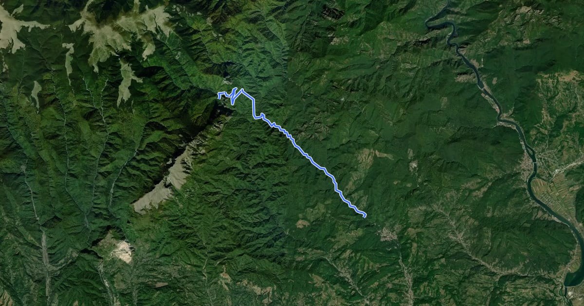 Маршрут Băile Olănești – Valea Olănești – Cantonul Silvic Mânzu – Șaua Prislopel – Șaua La Lac - Curmătura Stogșoare – Cabana Cheia на спутниковом снимке