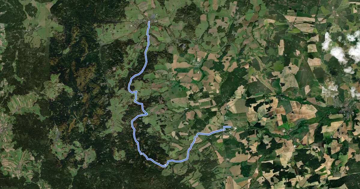 Маршрут [Ž] Bělá nad Radbuzou - Poběžovice на спутниковом снимке