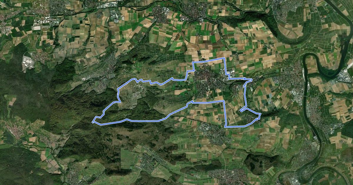 Маршрут Bönnigheimer Rundwanderweg Hauptroute на спутниковом снимке