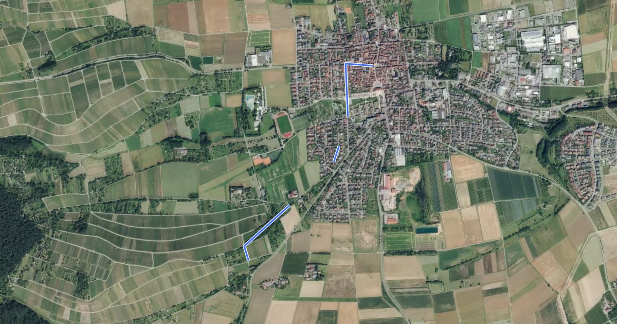 Маршрут Bönnigheimer Rundwanderweg Zugangsweg Süd на спутниковом снимке