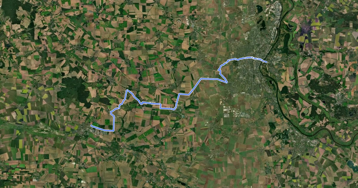 Маршрут Börde-Radweg на спутниковом снимке