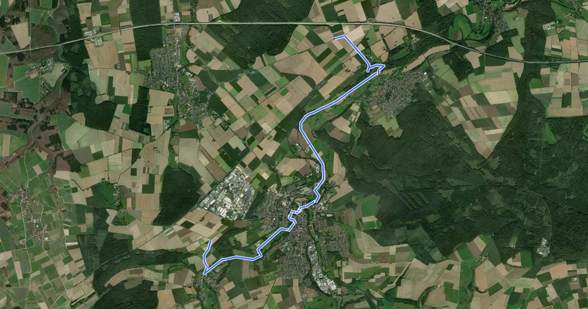 Маршрут Bürener Radrundweg 1 на спутниковом снимке