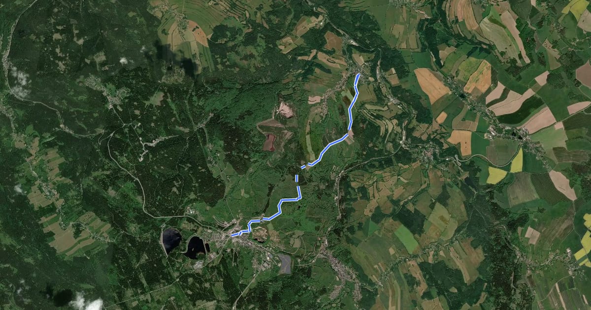 Маршрут Bärenstein - Geisingberg (grüner Punkt) на спутниковом снимке