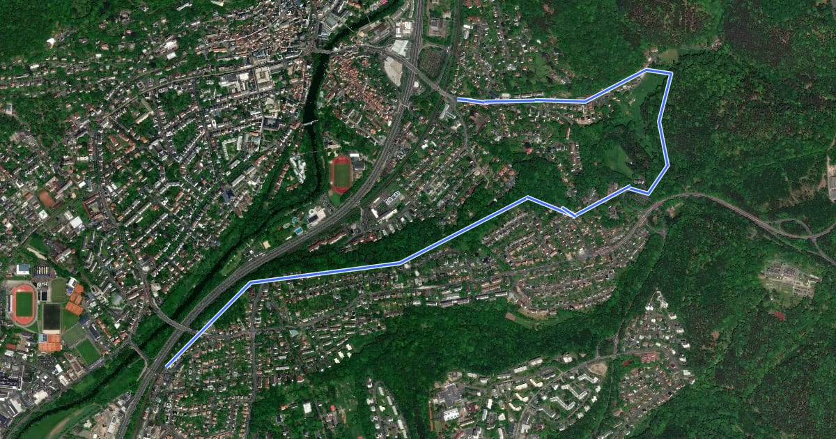 Маршрут [B1] - Wanderweg des Verkehrs- und Verschönerungsvereins Marburg на спутниковом снимке