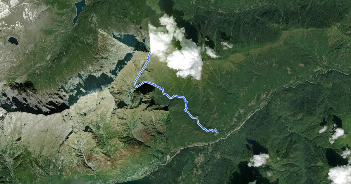 Маршрут B10 - Barzone di Calasca - Passo del Mottone на спутниковом снимке