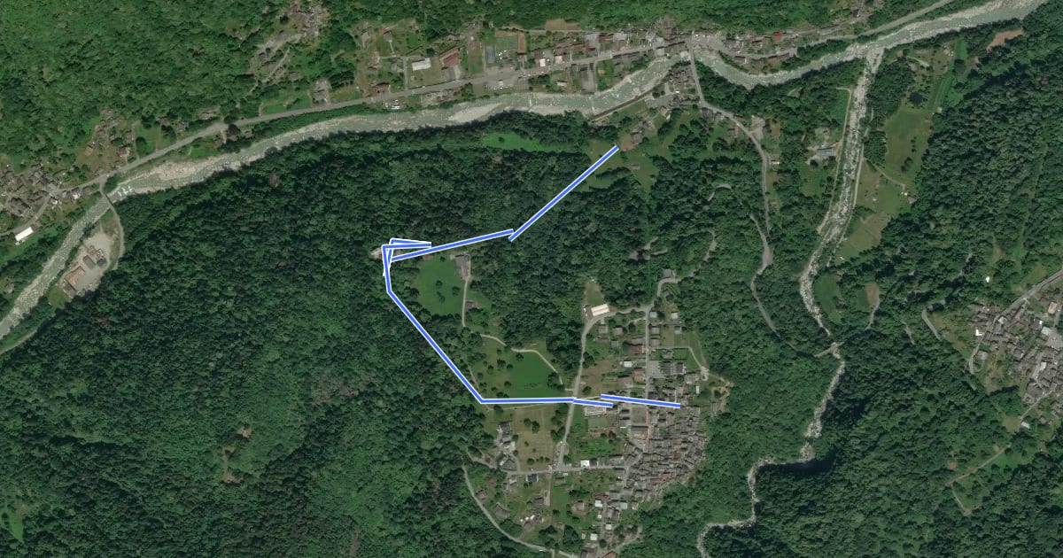 Маршрут B15b - Pontegrande - Bannio на спутниковом снимке
