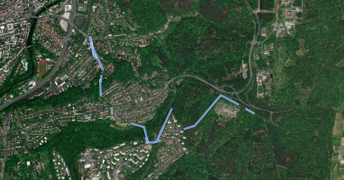 Маршрут [B2] - Wanderweg des Verkehrs- und Verschönerungsvereins Marburg на спутниковом снимке