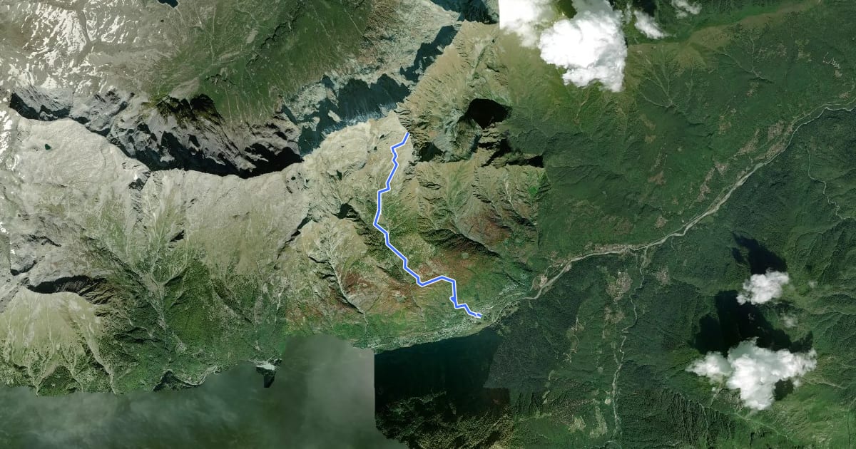 Маршрут B20 - Vanzone - Bivio C21 presso Pizzo San Martino на спутниковом снимке