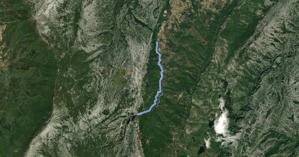 Маршрут B485 - Ponte S'Abba Arva - Gola di Gorropu на спутниковом снимке
