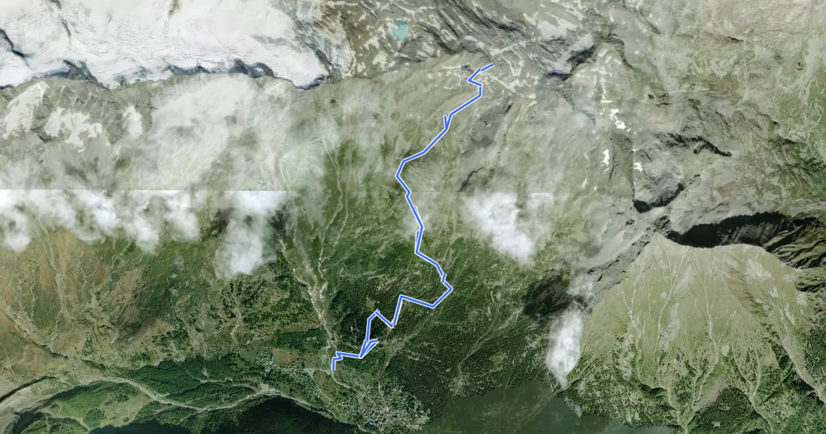 Маршрут B99 - Chiesa Vecchia, bivio B00 - Passo di Monte Moro на спутниковом снимке