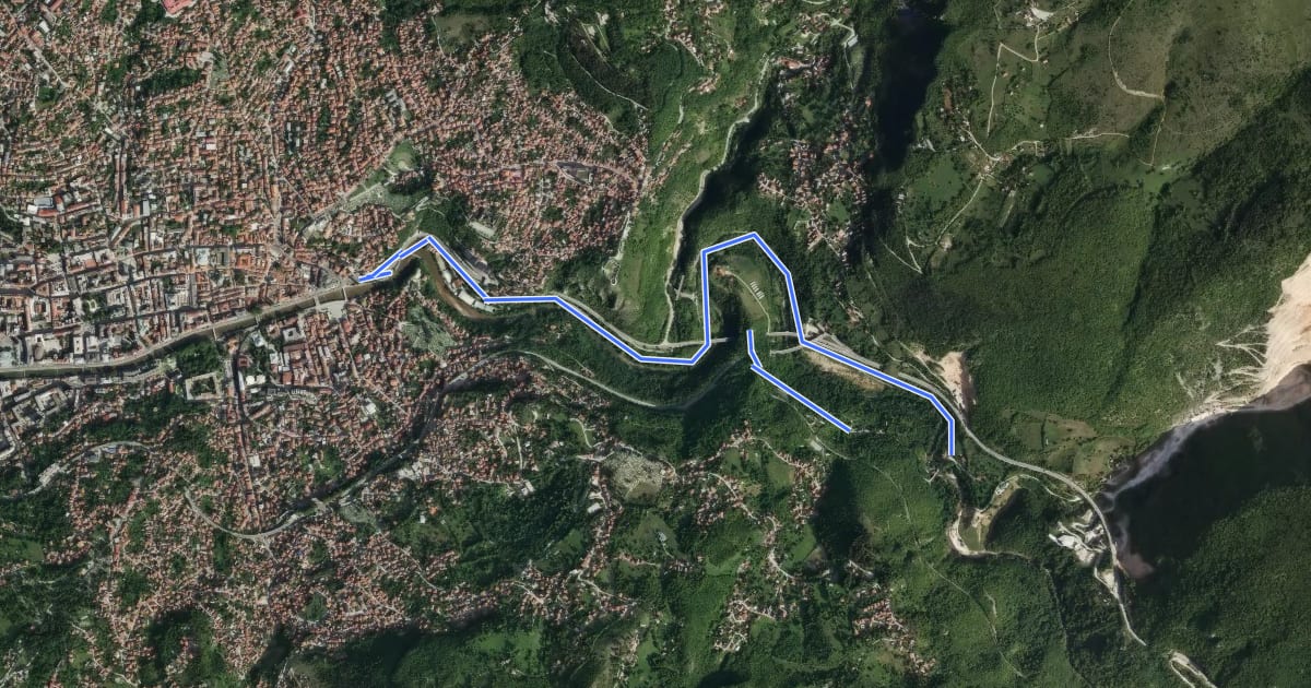 Маршрут Baščaršija - Vakuf Isa-bega Ishakovića на спутниковом снимке