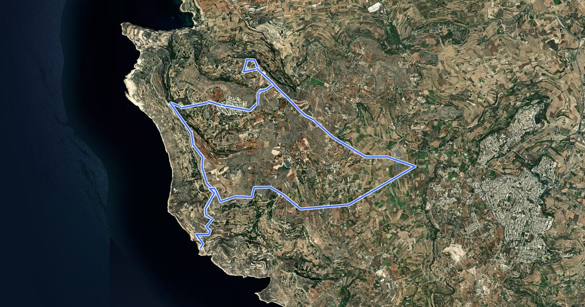 Маршрут Baħrija Walk на спутниковом снимке