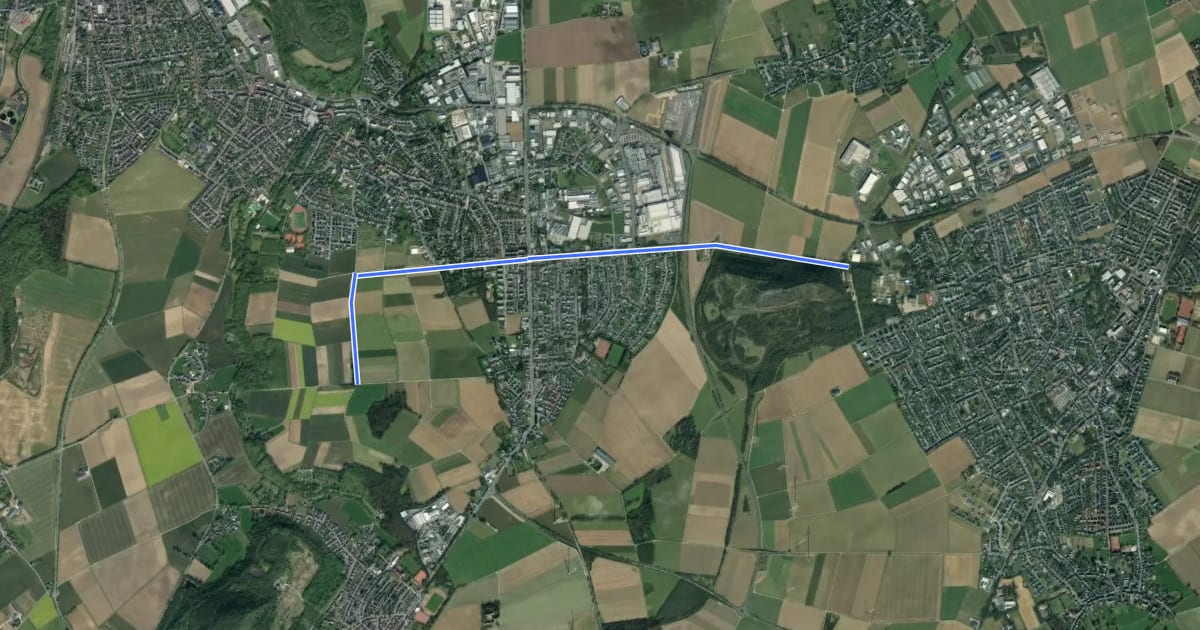 Маршрут Übach-Palenberg (34) - Baesweiler (53) на спутниковом снимке