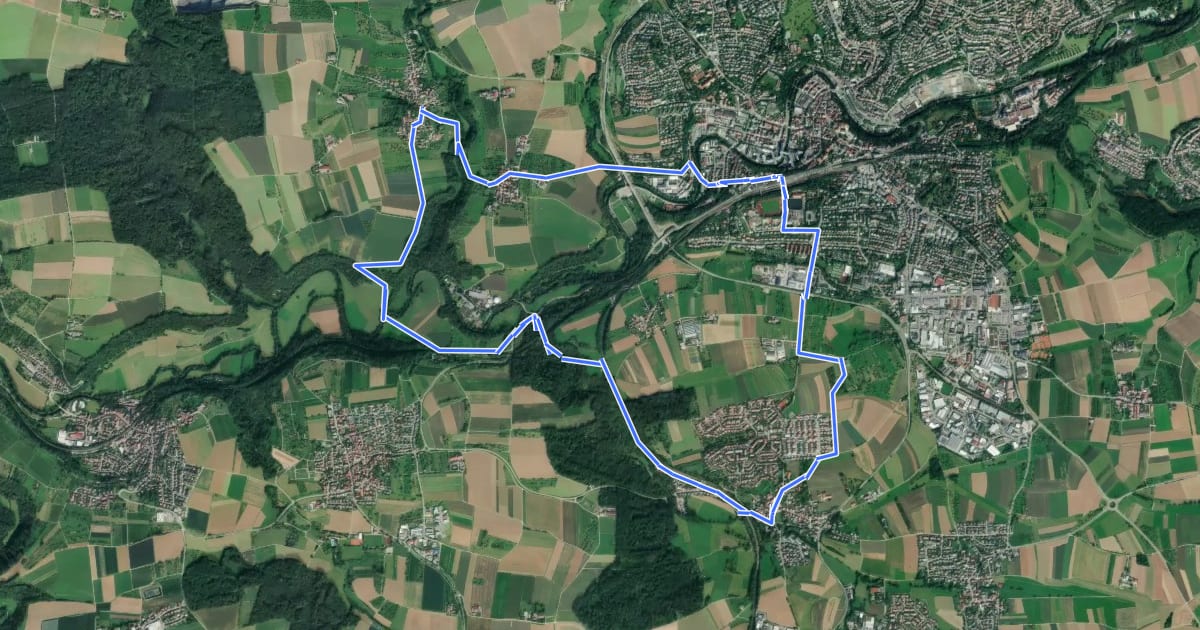 Маршрут Backnang - Rundwanderweg 4 на спутниковом снимке