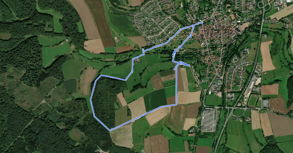 Маршрут Bad Arolsen Wanderweg M1 на спутниковом снимке