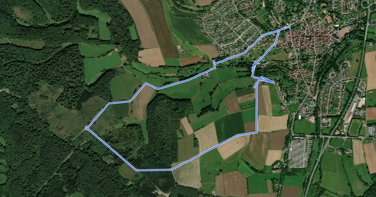 Маршрут Bad Arolsen Wanderweg M2 на спутниковом снимке