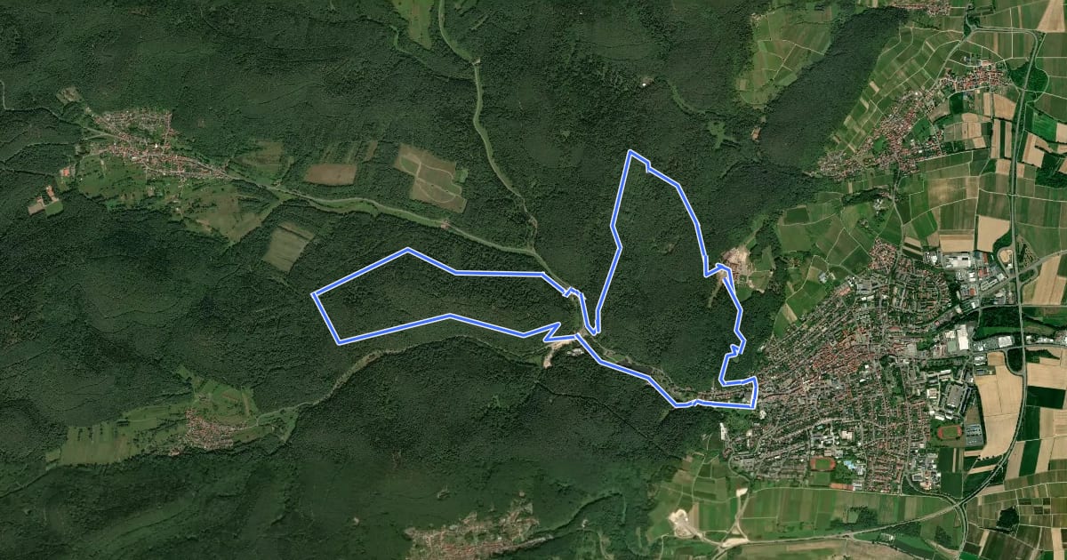 Маршрут Bad Bergzabern: Tabernae-Montanus-Weg на спутниковом снимке