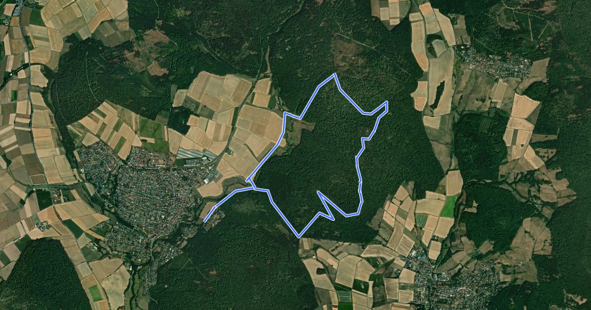 Маршрут Bad Emstal, E1 - Burgenweg на спутниковом снимке