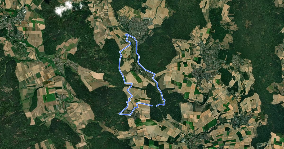 Маршрут Bad Emstal, E7 на спутниковом снимке