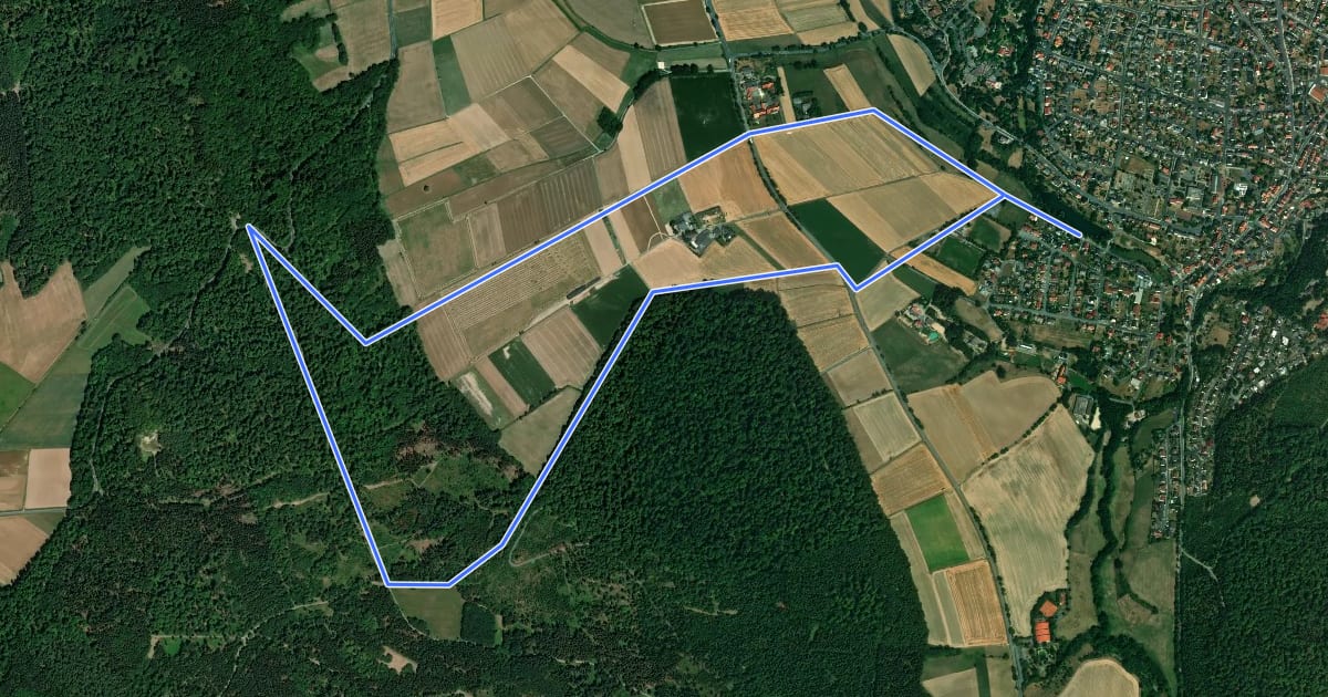 Маршрут Bad Emstal, E9 - Kuhbergweg на спутниковом снимке