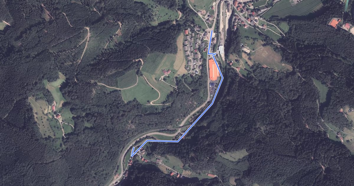Маршрут Bad Griesbach Döttelbach - Mülbenbrücke на спутниковом снимке
