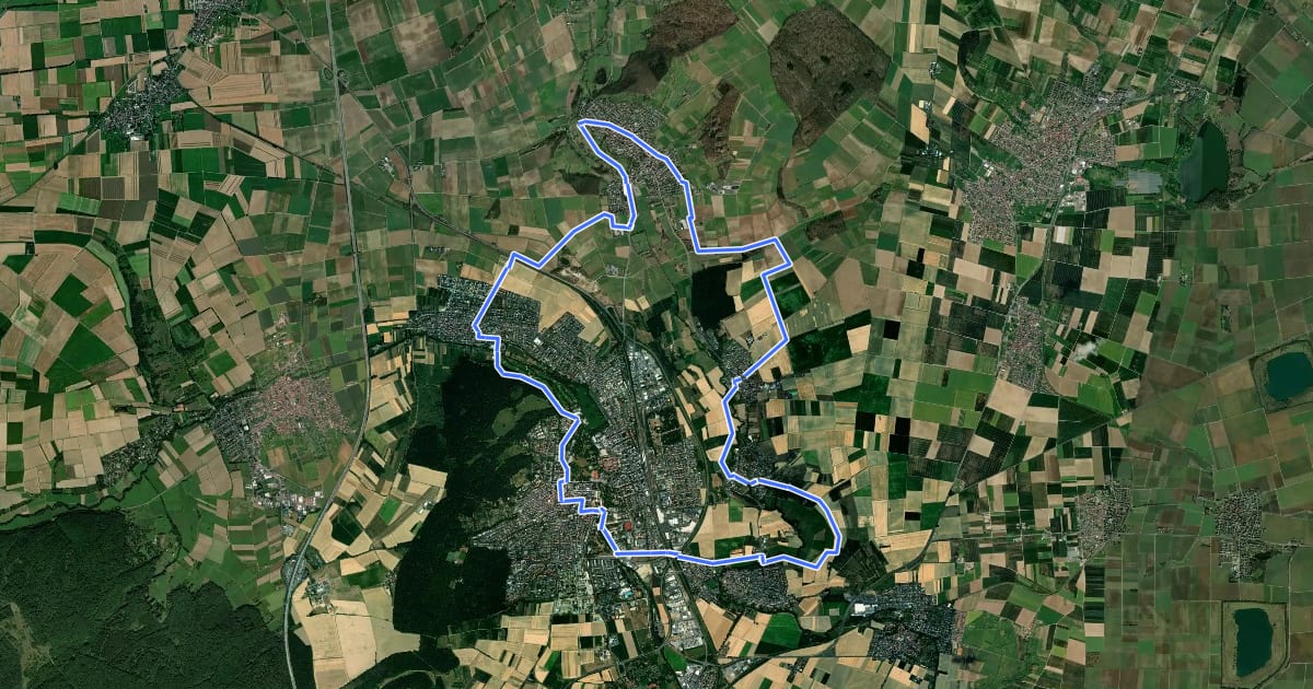 Маршрут Bad Nauheim Radwanderweg II на спутниковом снимке