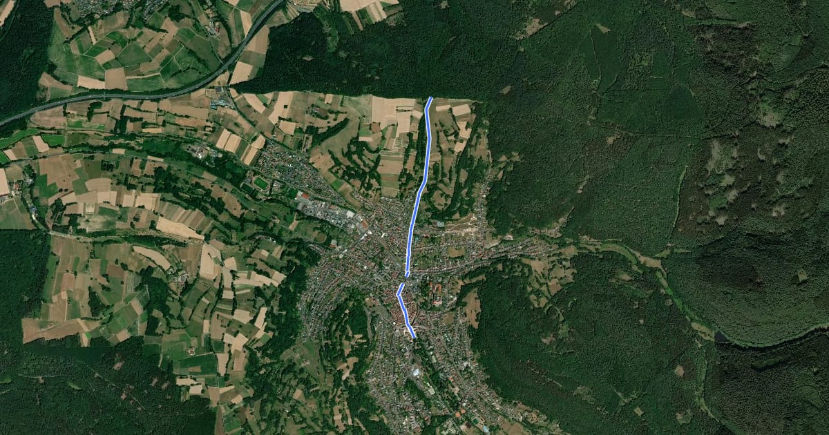 Маршрут Bad Orb Zubringerweg 21 (Dreiländereck) на спутниковом снимке