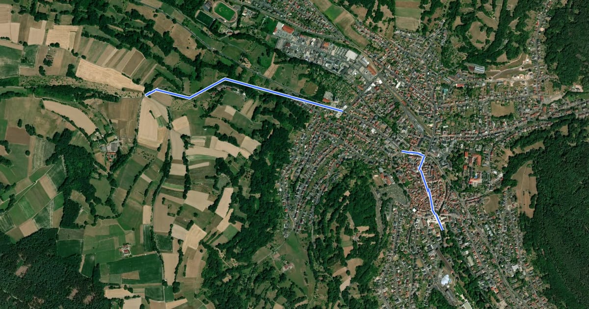 Маршрут Bad Orb Zubringerweg 26 (St. Wendelin) на спутниковом снимке