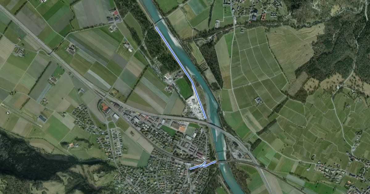 Маршрут Bad Ragaz - Rheinau Brücke на спутниковом снимке