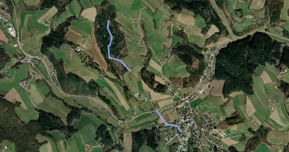 Маршрут Bad Schönau - Krumbach-Gemeindeparkplatz на спутниковом снимке