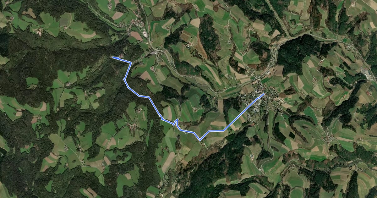 Маршрут Bad Schönau - Schloß Krumbach на спутниковом снимке