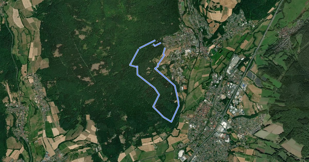 Маршрут Bad Soden-Salmünster Münsterberg-Rundtour на спутниковом снимке