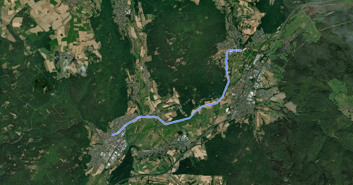 Маршрут Bad Soden-Salmünster Wanderweg Nr. 1 на спутниковом снимке