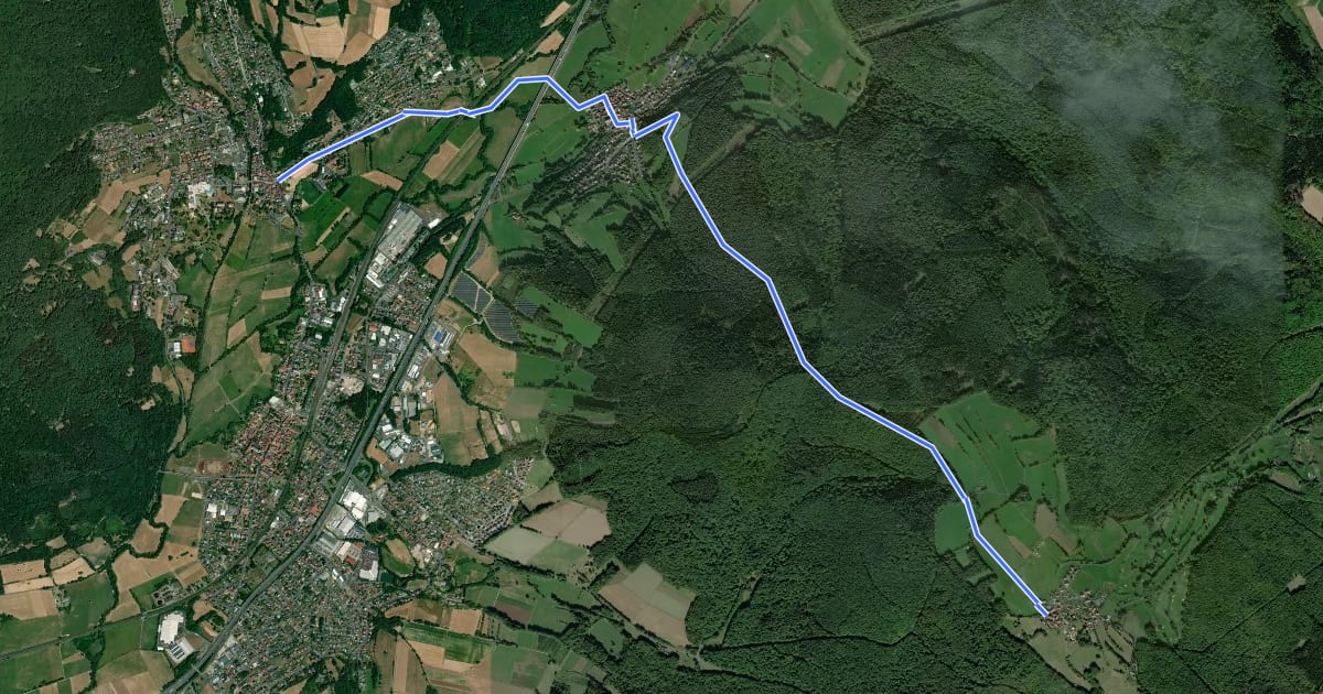 Маршрут Bad Soden-Salmünster Wanderweg Nr. 16 на спутниковом снимке