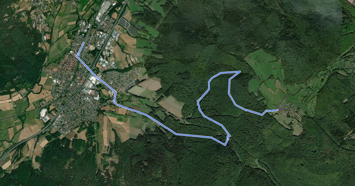 Маршрут Bad Soden-Salmünster Wanderweg Nr. 19 на спутниковом снимке
