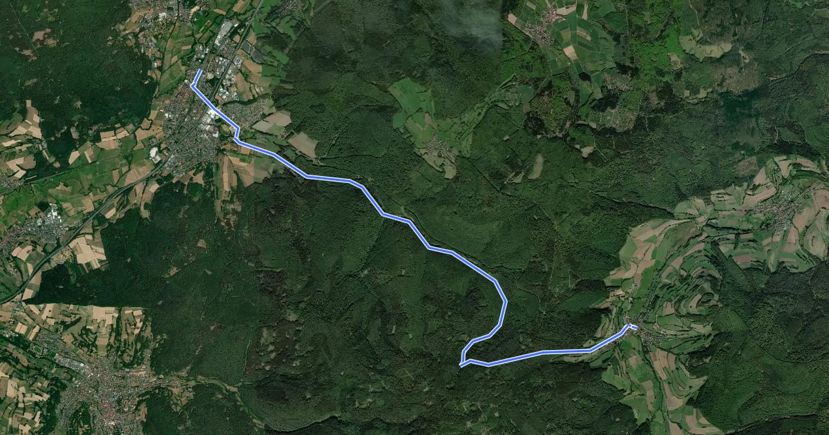 Маршрут Bad Soden-Salmünster Wanderweg Nr. 21 на спутниковом снимке