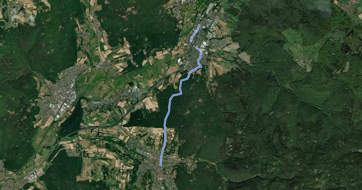 Маршрут Bad Soden-Salmünster Wanderweg Nr. 25 на спутниковом снимке