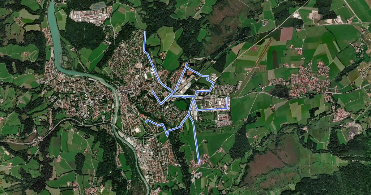 Маршрут Bad Tölz на спутниковом снимке
