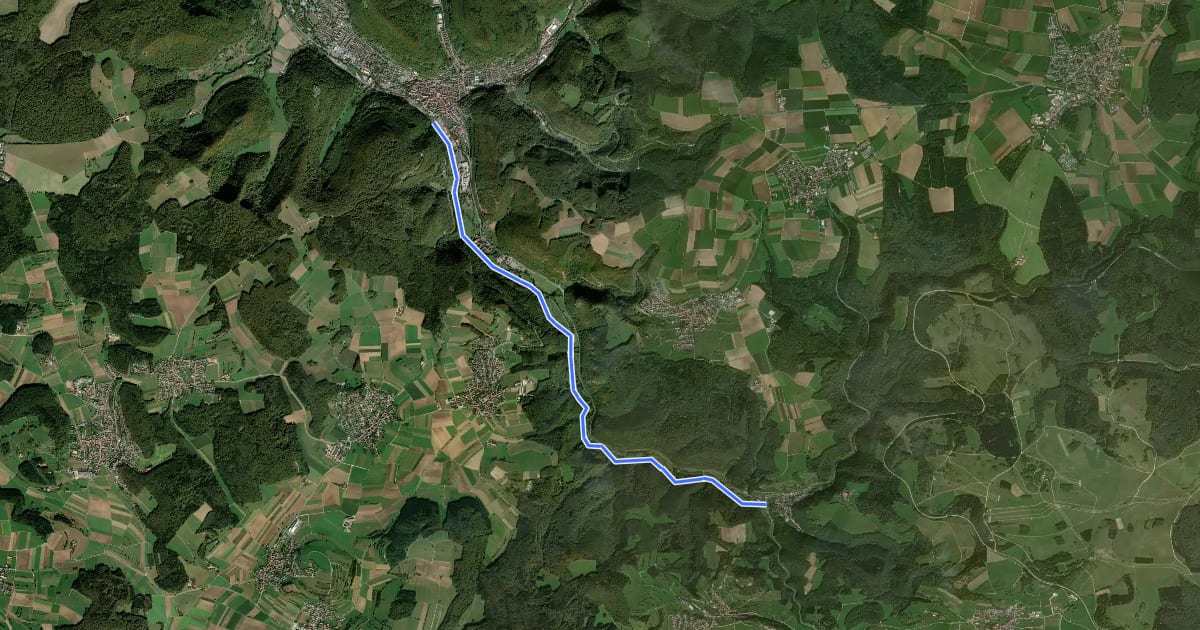 Маршрут Bad Urach - Seeburg на спутниковом снимке