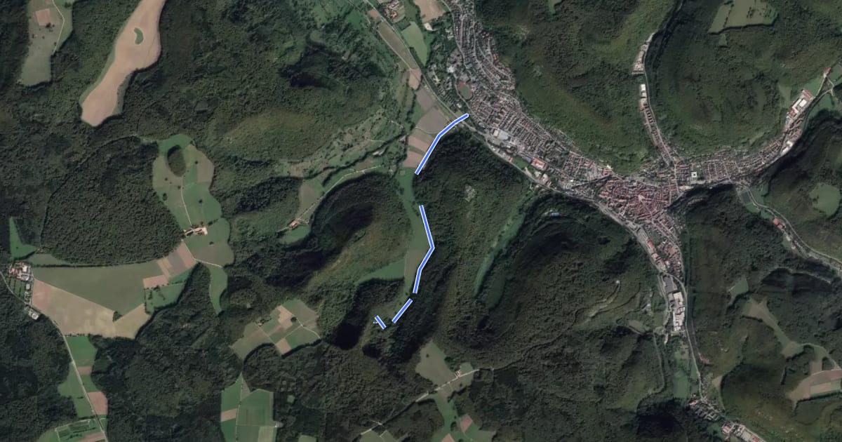 Маршрут Bad Urach Wasserfall на спутниковом снимке
