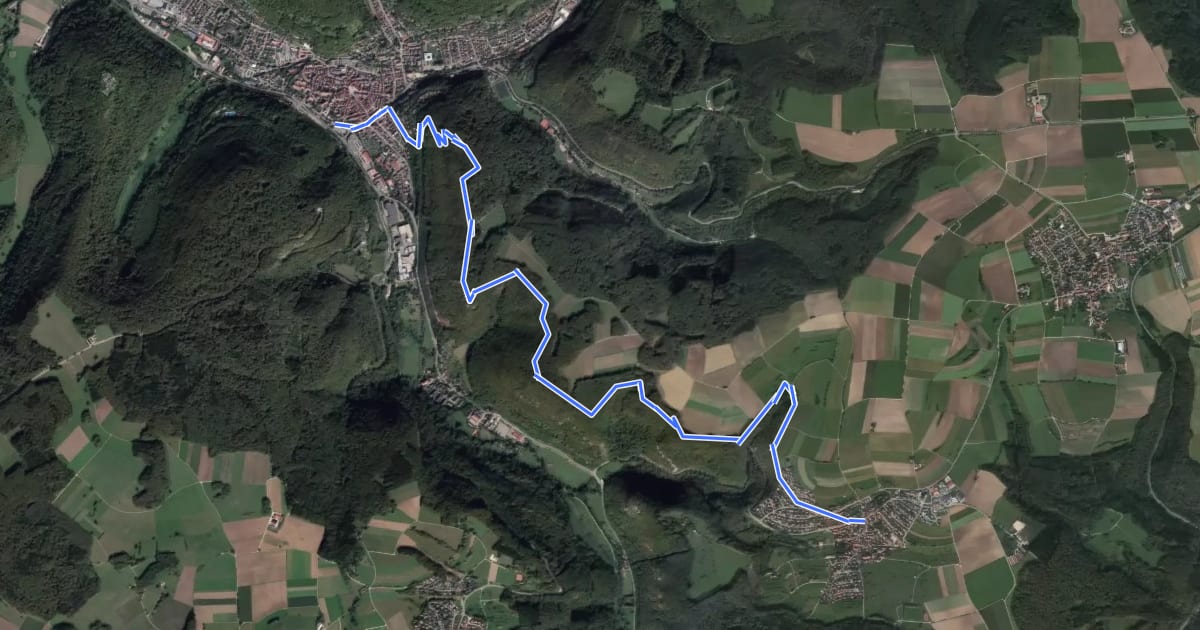 Маршрут Bad Urach - Wittlingen на спутниковом снимке