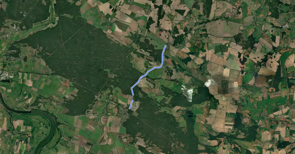 Маршрут Bad Wilsnack (45) - Plattenburg (56) на спутниковом снимке