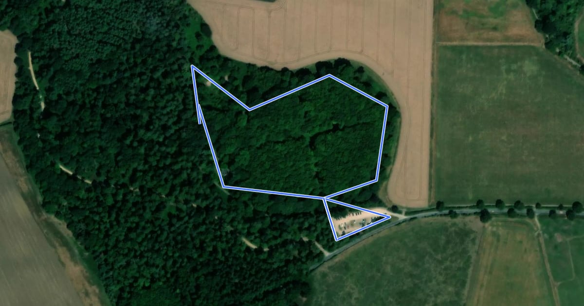 Маршрут Badbury Hill Fort, Badbury Clump на спутниковом снимке